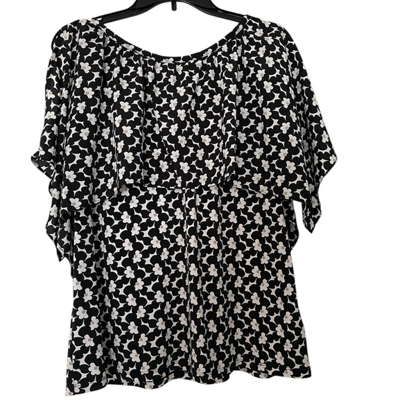 MICHAEL Michael Kors Tops - Michael Kors Floral Blouse Black and White Ruffled Cold Shoulder Large